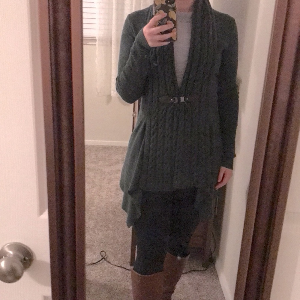 Dark green long cardigan